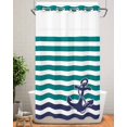 thumbnail image 7 of No Hook Shower Curtains, Anchor Teal Small Shower Curtains with Snap in Liner, Modern Navy Blue White Striped Nautical Waterproof Washable Fabric Bathroom Shower Curtain Sets, 36" x 78", 7 of 7