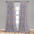 thumbnail image 4 of Ambesonne Banana Leaf Curtains, Leaves on Ethnic Back, Pair of 28"x63", Marigold Fuchsia Blue, 4 of 4