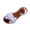 thumbnail image 3 of Crunowin Women's Casual Sandals, Bow Round Toe Open Toe Solid Color Indoor Outdoor Big Size Comfortable Shoes White 5.5, 3 of 10