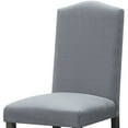 thumbnail image 2 of Benzara Fabric Upholstered Wooden Dining Chair with Scalloped Back, Set of 2, Gray, 2 of 5