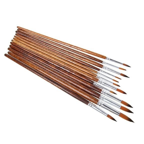 Yokua 12Pcs Artists Paint Brush Set Nylon Hair Acrylic Watercolor Round Pointed Tip