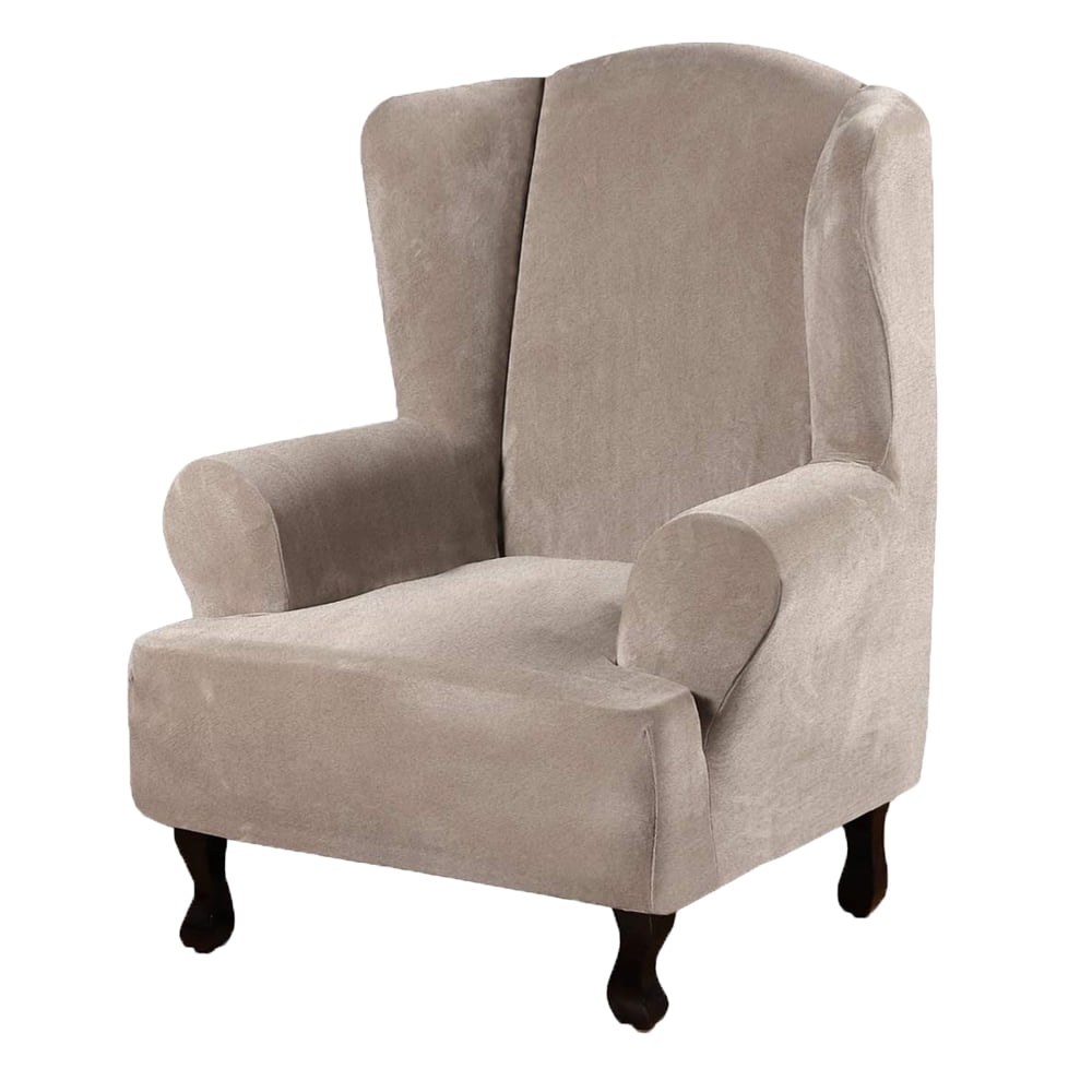 Simple Stretch Twill 1Piece Wing Chair Slipcover Nonslip Wingback