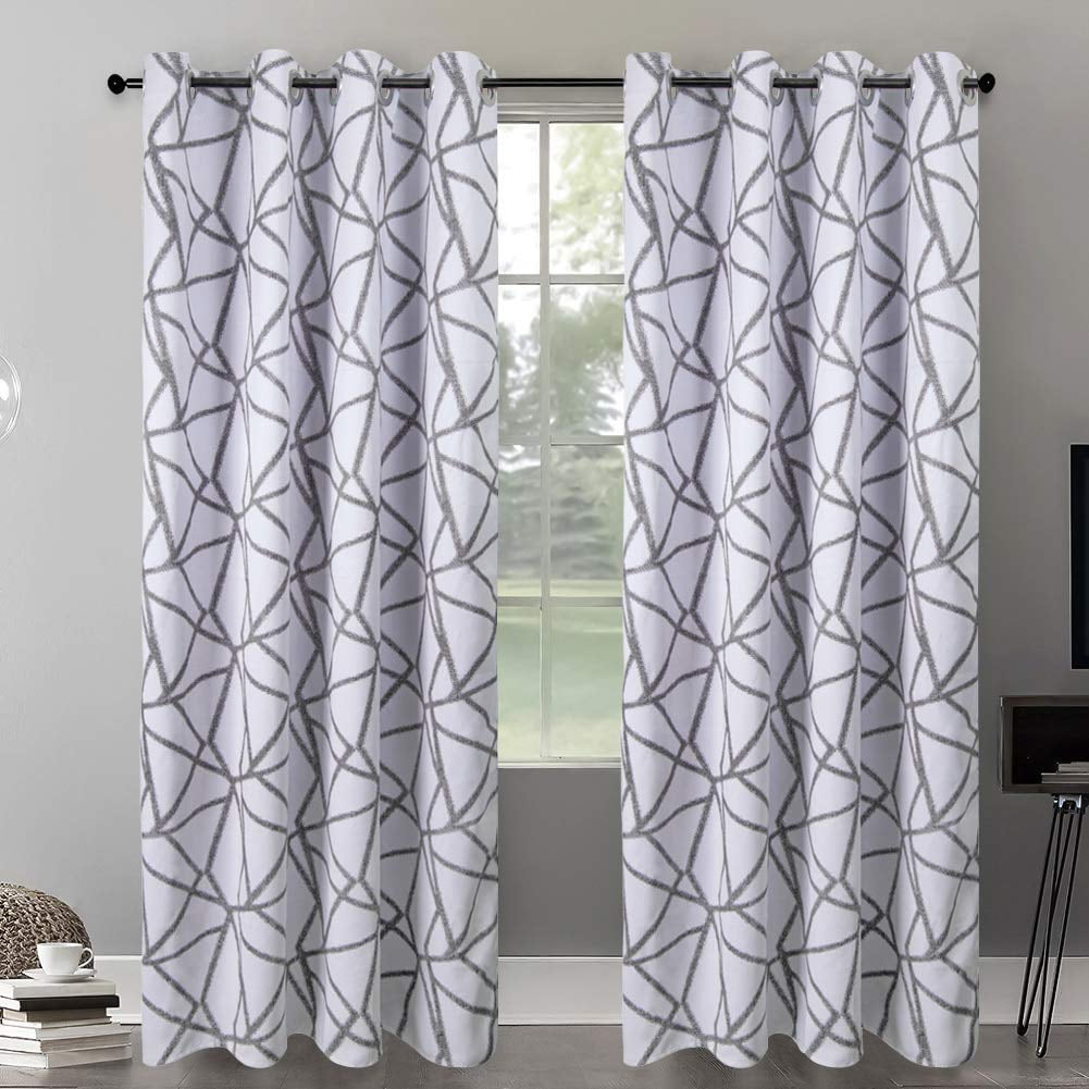 HGmart Thermal Insulated Grommet Blackout Curtains for Bedroom, Living Room 50Wx108L Black Line