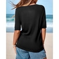 thumbnail image 6 of BTFBM Short Sleeve Sweater for Women Spring Tops Crew Neck Lightweight Pullover Loose Dressy Casual Blouse Basic Clothes, 6 of 9