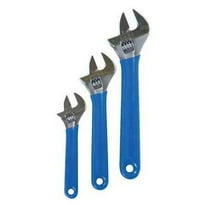 Westward Adjustable Wrench Set, 3/4 in, 1 in, 1 1/8 in Jaw Cap, Alloy Steel, Chrome, Metric/SAE, 3-Piece