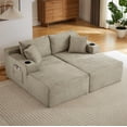 thumbnail image 5 of MAYEERTY U-Shaped Modular Sofa, No Assembly Required Corduroy Cloud Couch with Sponge & Spring for Living Room, Camel, 5 of 7