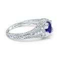 thumbnail image 2 of Solitaire Vintage Design Round Ring Blue Sapphire CZ 925 Sterling Silver Size 6, 2 of 3
