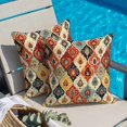 thumbnail image 2 of Throw Pillow Covers, Vintage Moroccan Decorative Throw Pillow Covers 20x20 Inch, Abstract Bohemia Geometric Pattern Orange Square Linen Pillow Cases for Couch/Living Room/Sofa, 2 of 9