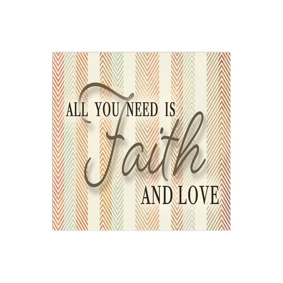 Need Faith Love Orange Green Chevron 12 x 12 Wood Wall Sign Plaque