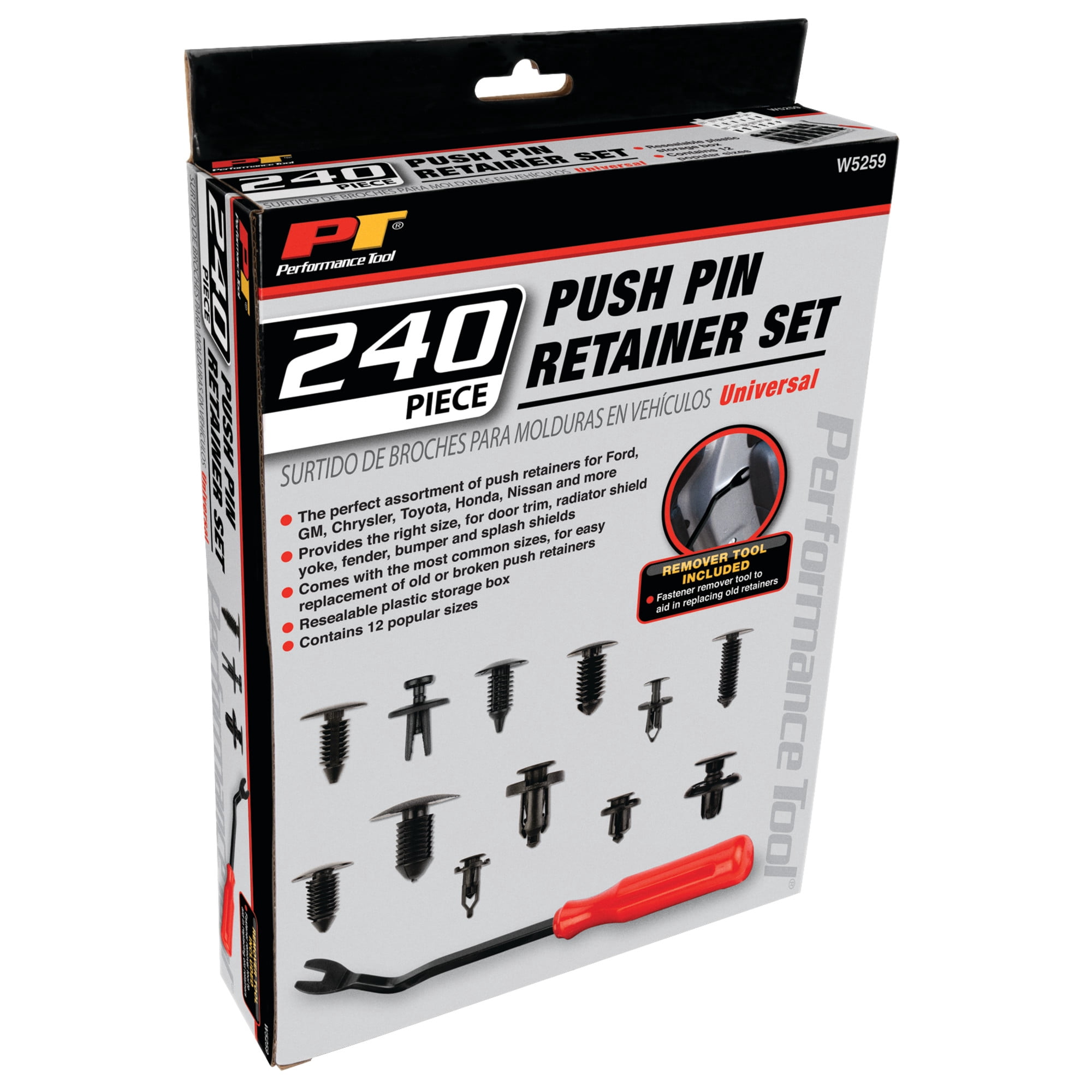 Performance Tool W5259 240-Piece Automotive Push Pin Retainer Kit
