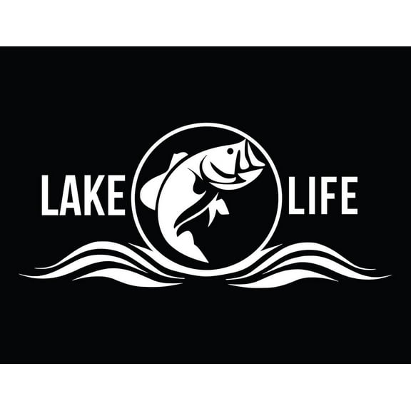 Lake Life Decal Sticker | 5.5-Inches By 2.4-Inches | White Vinyl
