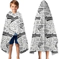 thumbnail image 3 of Black White Baseball Pattern Hooded Bath Towel，60"x35" for Ages 3 To 12 Kids, Quick Dry Lightweight Soft Microfiber Hood Beach Towel Cover Up for Kids, 3 of 7