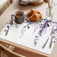 thumbnail image 3 of Purple Eucalyptus Leaves Placemats Set of 12 Summer Watercolor Leaf Place Mats Indoor Wipeable Table Mats Washable Cloth Dining Table Placemats for Kitchen Holiday Party Home Decor 13x19 Inch, 3 of 9