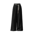 thumbnail image 3 of cocolona Womens Summer Casual Linen Pants Elastic Waist Straight Wide Leg Vacation Lounge Pants with Pockets, 3 of 5