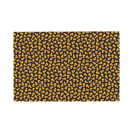 

Table Placemats Set of 4 - Candy Corn 12x18 In Faux Linen Double Heat Resistant Place Mats Cloth Indoor/Outdoor Placemats Washable Table Mats for Dining Kitchen Party
