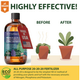 thumbnail image 2 of Gardenera Premium All-Purpose 20-20-20 Liquid Fertlizer - 𝐂𝐎𝐍𝐂𝐄𝐍𝐓𝐑𝐀𝐓𝐄 - Increases Flowering and Yield on All Varieties of Fruits, Vegetables and Flowers| Liquid Plant Superfood (8 OZ), 2 of 7