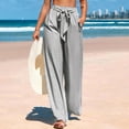 thumbnail image 3 of Cleaning Womens Striped Wide Leg Pants Dressy High Waist Trousers Flowy Tie Knot Drawstring Elastic Waist Trouser Business Casual Workout Pants with Pockets, 3 of 6