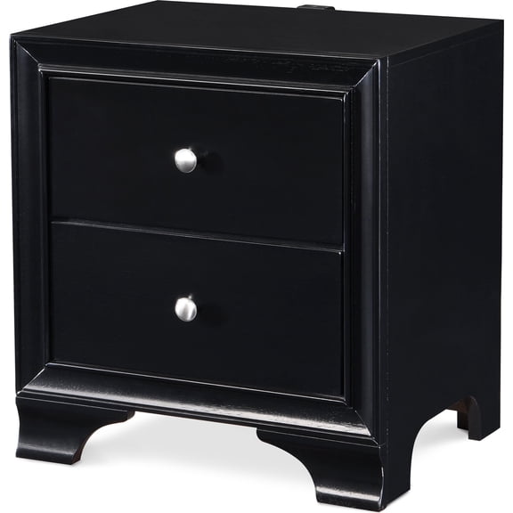 ClickDecor Edmond 2 Drawer Nightstand with USB Black