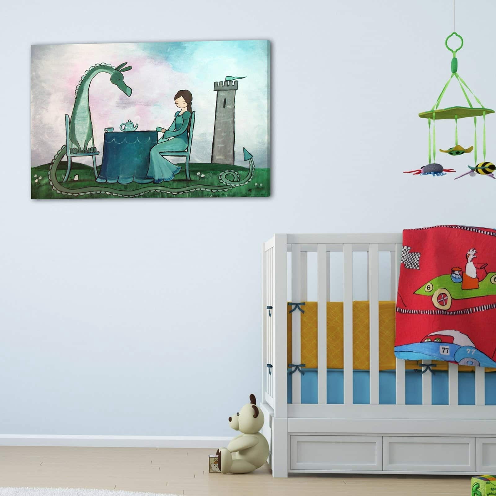 Marmont Hill "Tea with a Dragon" by Andrea Doss Painting Print on Wrapped Canvas