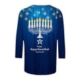 thumbnail image 3 of Cilsoka Summer Shirts for Women 2026 Trendy, Hanukkah Shirt Women Menorah Print T Shirts 3/4 Length Sleeve Hanukkah Shirts Loose Fit Crew Neck Tunic Tops, Floral Print Tshirts, 3 of 4
