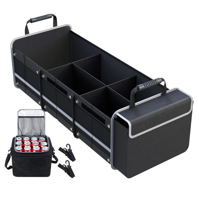 Organizador de maletero de coche,Organizador plegable para maletero de coche,SUV,sedán,camión,Contenedor de almacenamiento de carga plegable con múltiples bolsillos,Compartimento múltiple shamjiam Organizador de maletero de coche