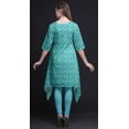 thumbnail image 4 of Bimba Blue Mosaic Tie-Dye Printed Asymmetrical Kurti Tops For Women Indian Summer Dress Tunic XSmall, 4 of 6