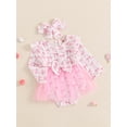 thumbnail image 2 of Suealasg Baby Girls Clothes 2Pcs Newborn Girl Fall Outfits 3 6 12 18 Months Infant Girls Long Sleeve Bow Print Tulle Romper Dress + Headband Set, 2 of 8