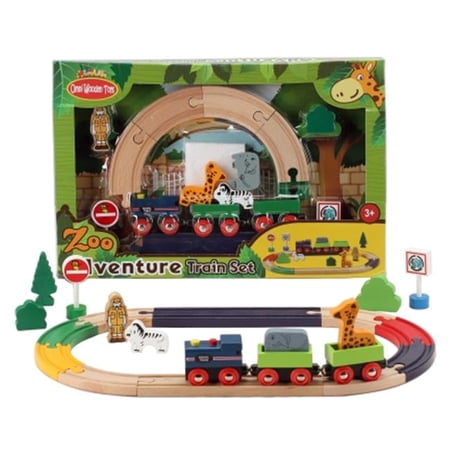 Omni Wooden Toys 964015Z Zoo Adventure Train Set - 22 Piece - Walmart.ca