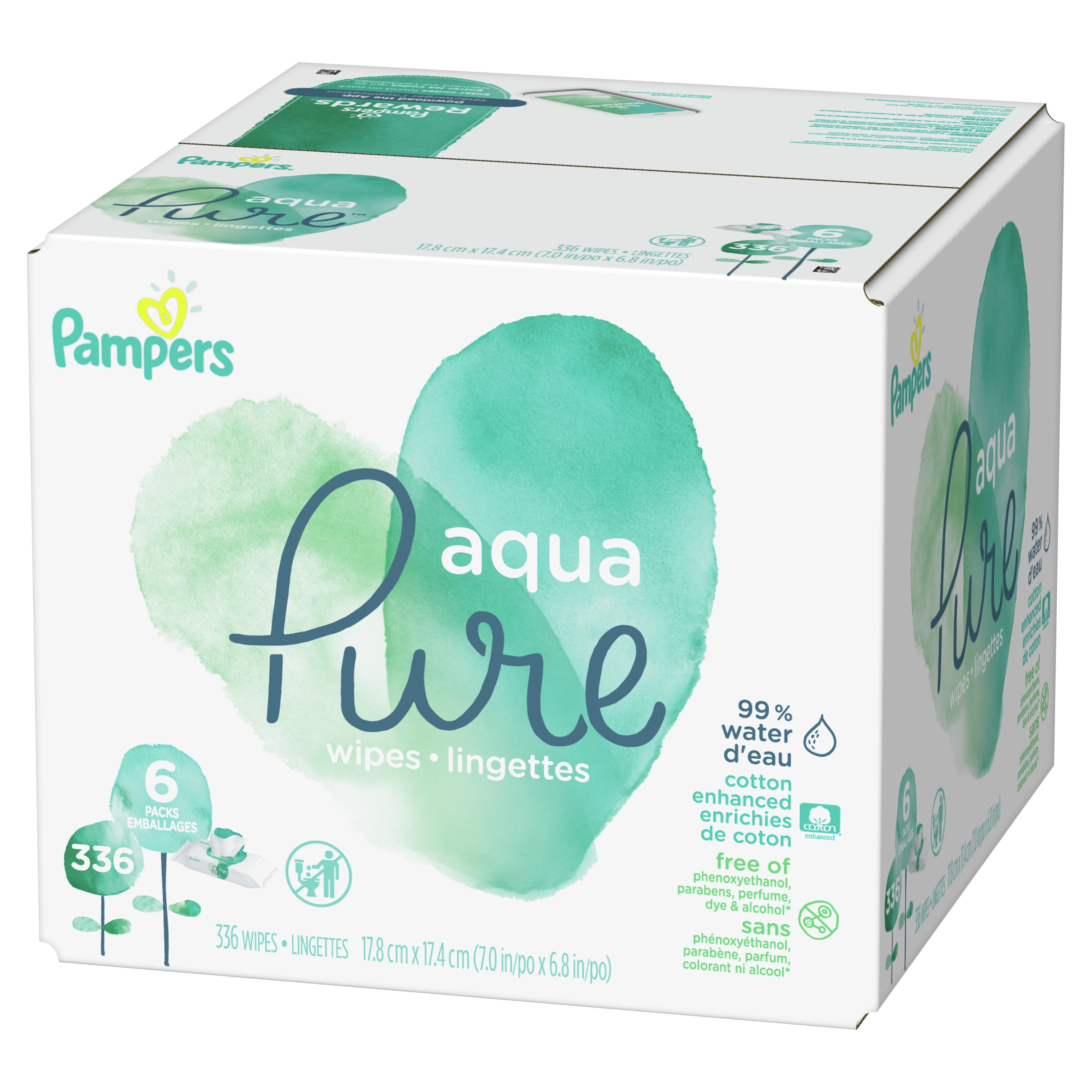 Pampers Aqua Pure Baby Wipes 6X Flip-Top Packs 336 Wipes (Select for More  Options) 