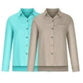 thumbnail image 5 of Hicidod Womens Cotton Linen Button Down Shirt 2 Pack Spring Casual Long Sleeve Solid Shirts Loose Work Tops with Pockets, 5 of 6