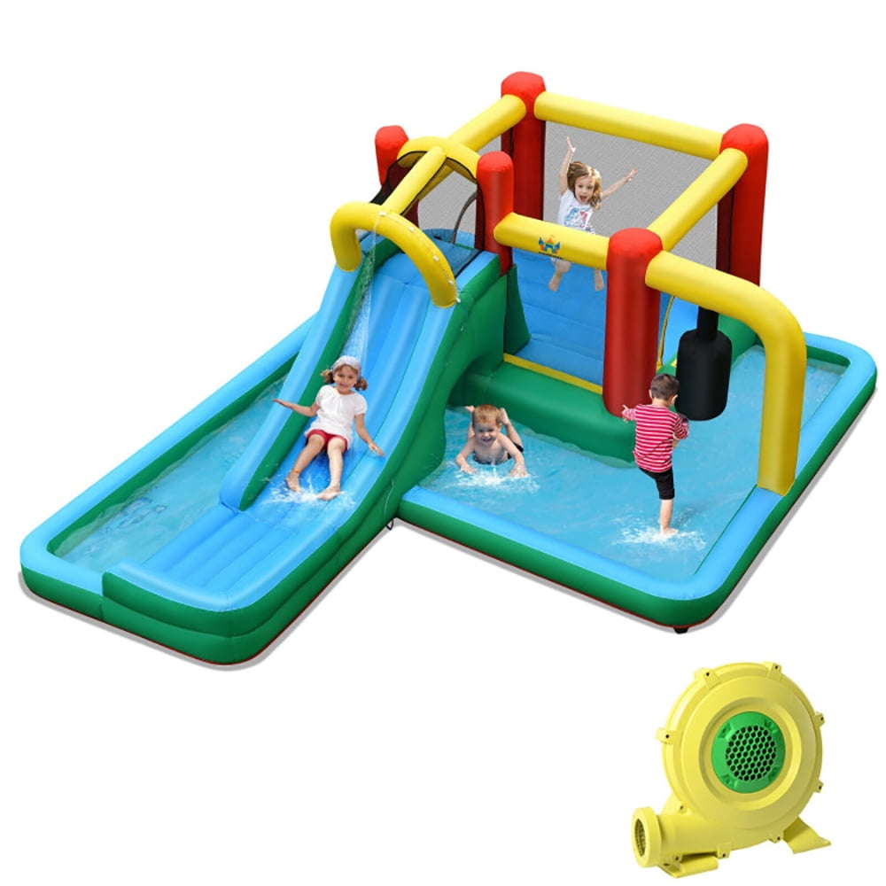 Aimee Lii Inflatable Water Slide Climbing Bounce House with Tunnel and 735W Blower, Playhouse for Kids Outdoor