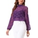 thumbnail image 4 of INSPIRAR CHIC Blusa de Encaje Floral de Cuello Alto con Mangas Abullonadas Transparentes XS Púrpura, 4 of 6