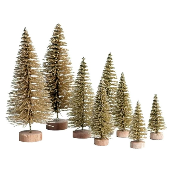 (Clearance) XIANXIAN 8Pcs Desktop Miniature Pine Tree Mini Christmas Trees Tabletop Christmas Tree Small Pine Tree Bottle Brush Trees for Christmas Decor Christmas Party Home Table Craft Decorations