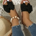 thumbnail image 4 of LOVZFMLL Women's Flat Sandals Summer Casual Bow Knot Beach Slippers Comfort Walking Outdoor Soft Slides Open Toe Slip On Black 8.5, 4 of 9