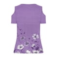 thumbnail image 6 of Quinlirra Womens Off Shoulder Tops on Sale Women's Non Positioning Floral Printed V-Neck Short Sleeved Loose Top, 6 of 6