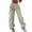 Khaki, variant on LUOGENLI Female Casual Pants Women's Loose Cargo Pants Retro Multi Pocket Low Waist Drawstring Pig Nose Buckle Slim Straight Woven Casual Pants Women Casual Pants Sets Outfits 2 Piece for Fall Green S