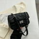 thumbnail image 5 of Nuevo bolso de mano de color sólido con cadena rómbica de cuero de PU, bolso de mano debajo del brazo, bolso pequeño de moda para colgar al hombro, negro, 5 of 5