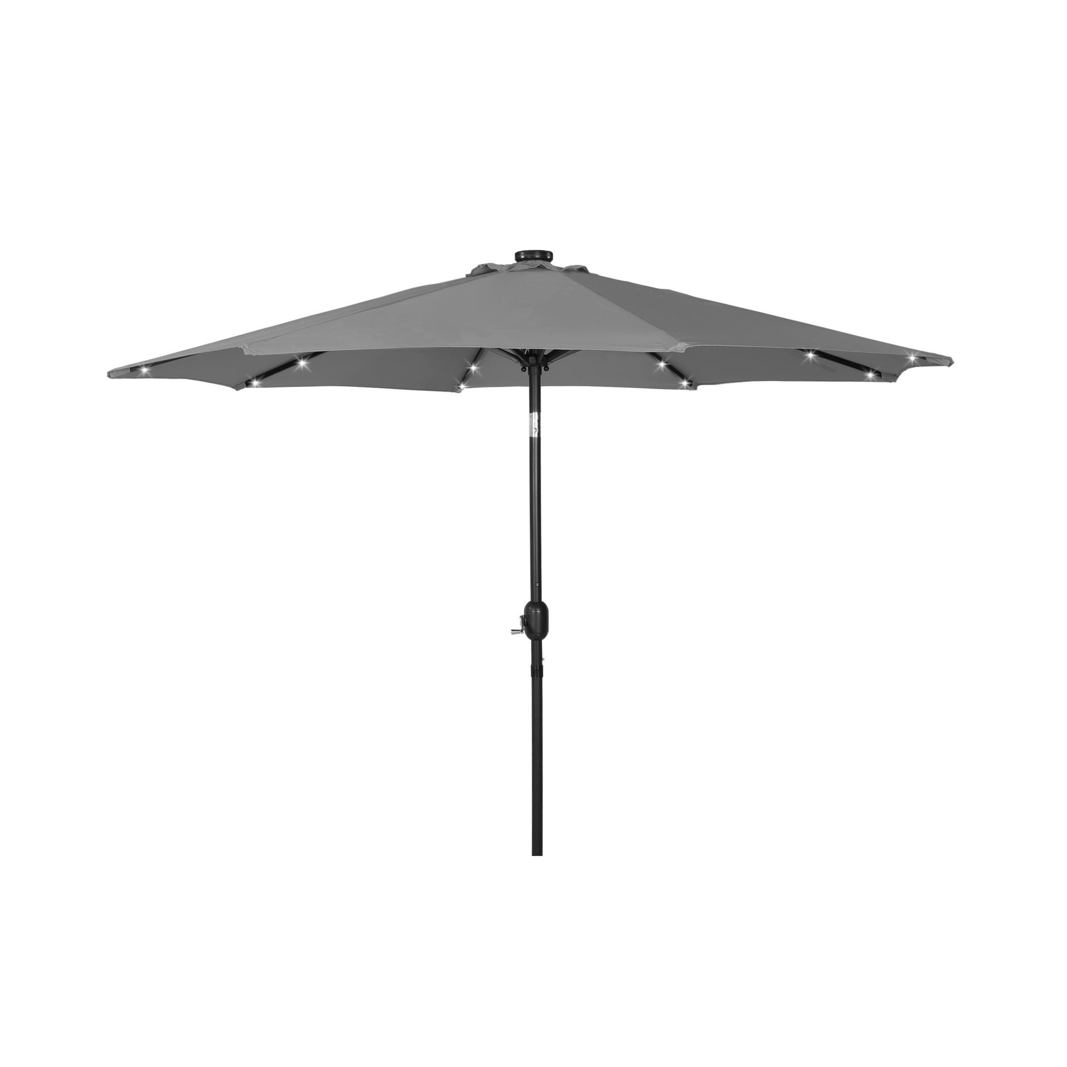 GARDEN 9 Ft Patio Solar Umbrella LED with Bronze Base Weight INCLUDED, Gray