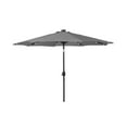 thumbnail image 3 of WestinTrends Cyrus 9 Ft Outdoor Patio Umbrella with Base Include, Solar Powered 32 LED Light Umbrella with Tilt and Crank, 20 inch Fillable Bronze Round Base, Gray, 3 of 7