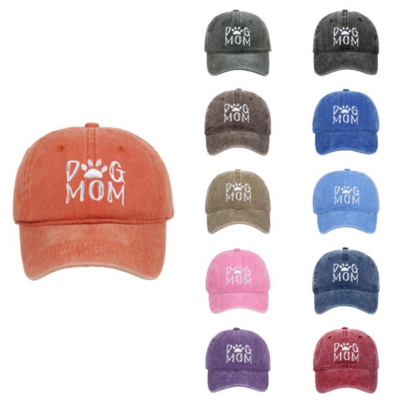 Gyujnb Dog Mom Embroidered Washed Baseball Cap Outdoor Adjustable Sun Hat for Women