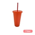 thumbnail image 3 of Advancent Vaso para beber con tapa y pajita Botella reutilizable de plástico PP PP para batido de jugo de café de bebida fría Mostrada rojo naranja 710ml Advancent HA007952-02, 3 of 6