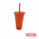 thumbnail image 5 of Bearachild Vaso para beber con tapa y pajita Botella reutilizable de plástico PP PP para batido de jugo de café de bebida fría Mostrada rojo naranja 710ml Bearachild HA007952-02, 5 of 6