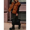 thumbnail image 6 of Women Winter Oversized Puffer Vest Light-Weight Stand Collar Sleeveless Padded Puffy Jackets with Pockets Dark Brown L, 6 of 9