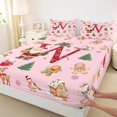 thumbnail image 2 of Manfei Red Initial W Letter Full Size Sheets, Kawaii Cartoon Santa Claus Bed Sheets, Christmas Reindeer Sheet Sets, Luxury Bedroom Decor, 4pcs, 2 of 6