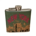 thumbnail image 2 of KuzmarK 6 oz. Leather Flask Set in Rose Wood Presentation Box -  New York Manhattan, 2 of 2