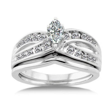 3/4 Carat Diamond 14kt White Gold Bridal Set