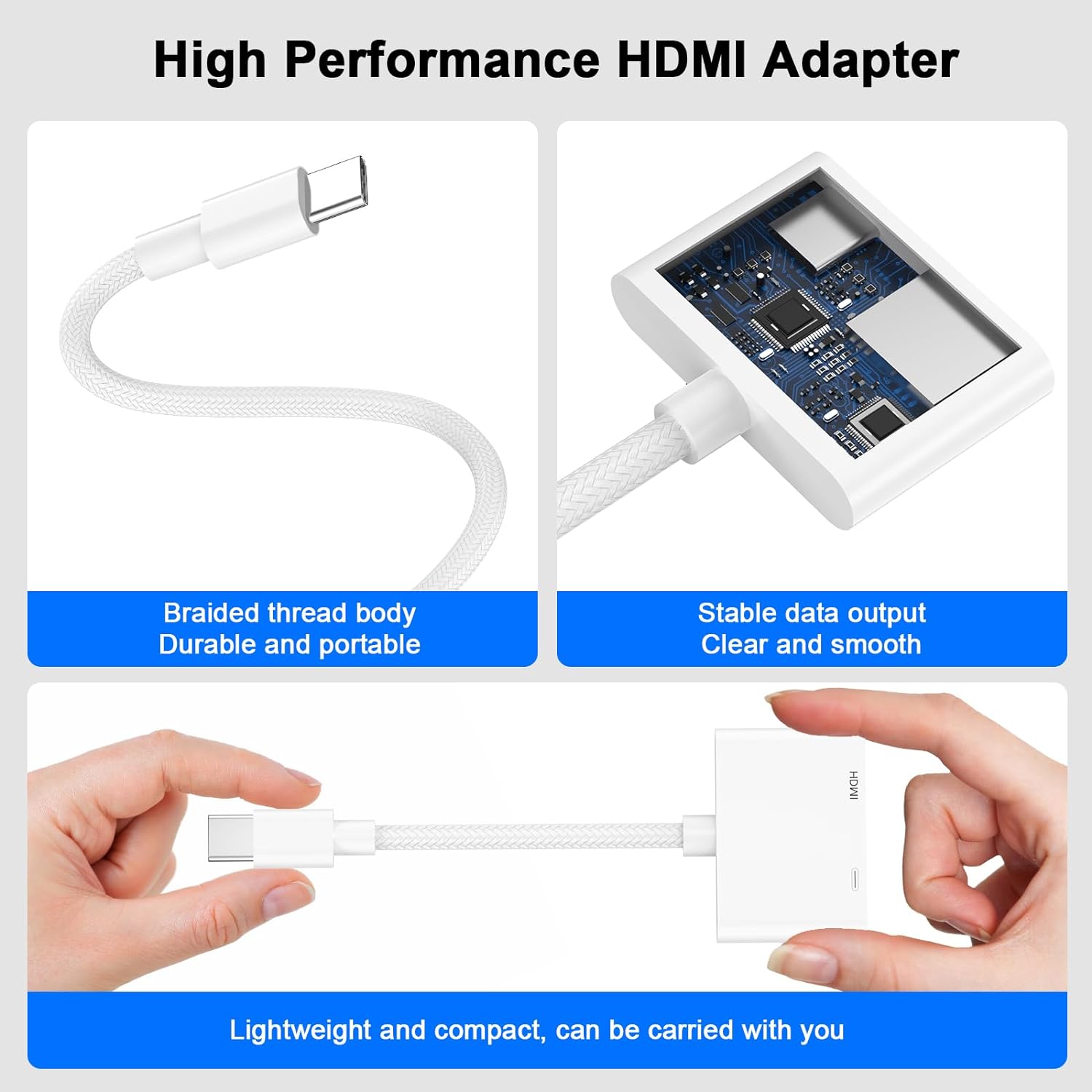 USB C to HDMI Adapter for iPhone 15 to TV Compatible with iPhone 15/15 Plus/15 Pro/15 Pro Max, Galaxy S24/S23/S22/S21 Series, iPad Pro/Air/Mini