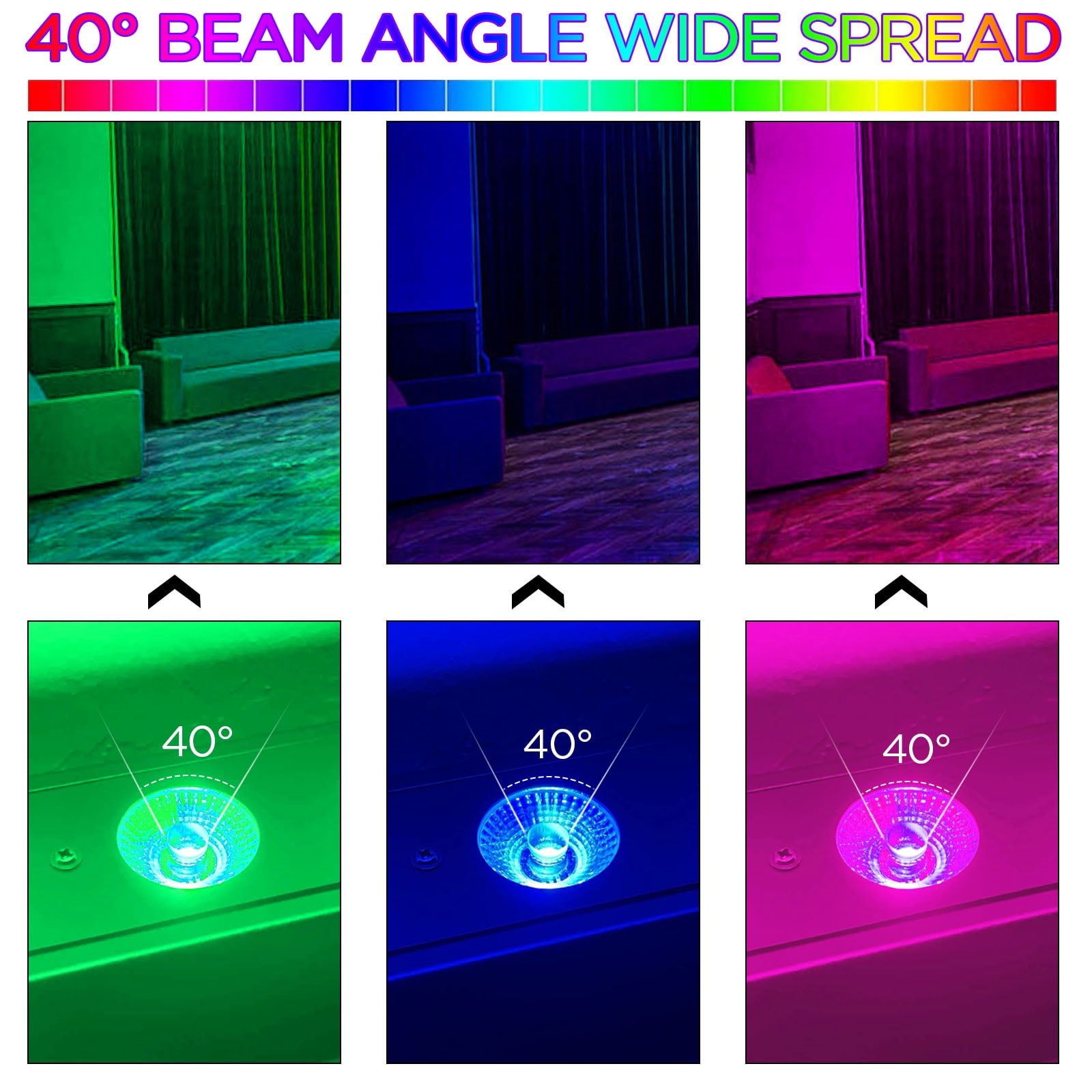 JAJALUYA 4-Pack Rectangular RGB 24 LED Wall Washer Light Bar with