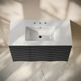 thumbnail image 4 of Cascade 36" Wall-Mounted Bathroom Vanity in Black Oak with 3-Hole Widespread Sink Top, 4 of 6