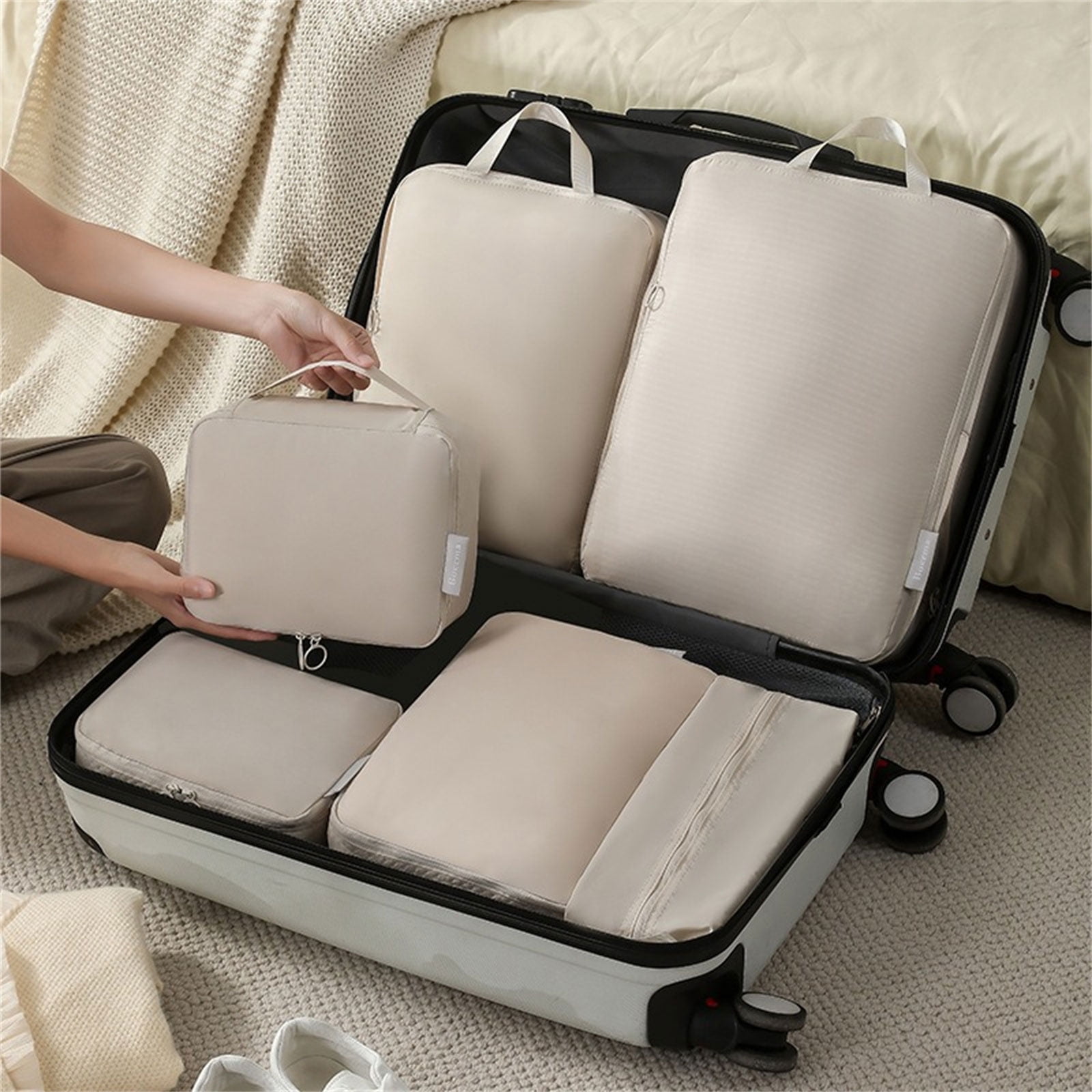 6Pcs Travel Organizers Set For Luggage Essential Packing Cubes Set Sturdy Luggage Organization Bag for Family Trip